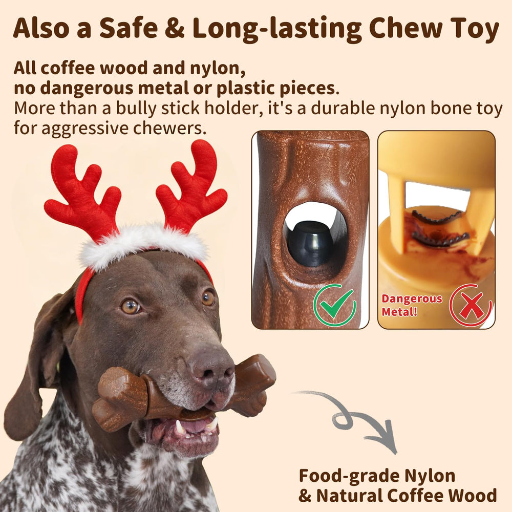 JoyBruko bully stick holder nylon material and chew-friendly design