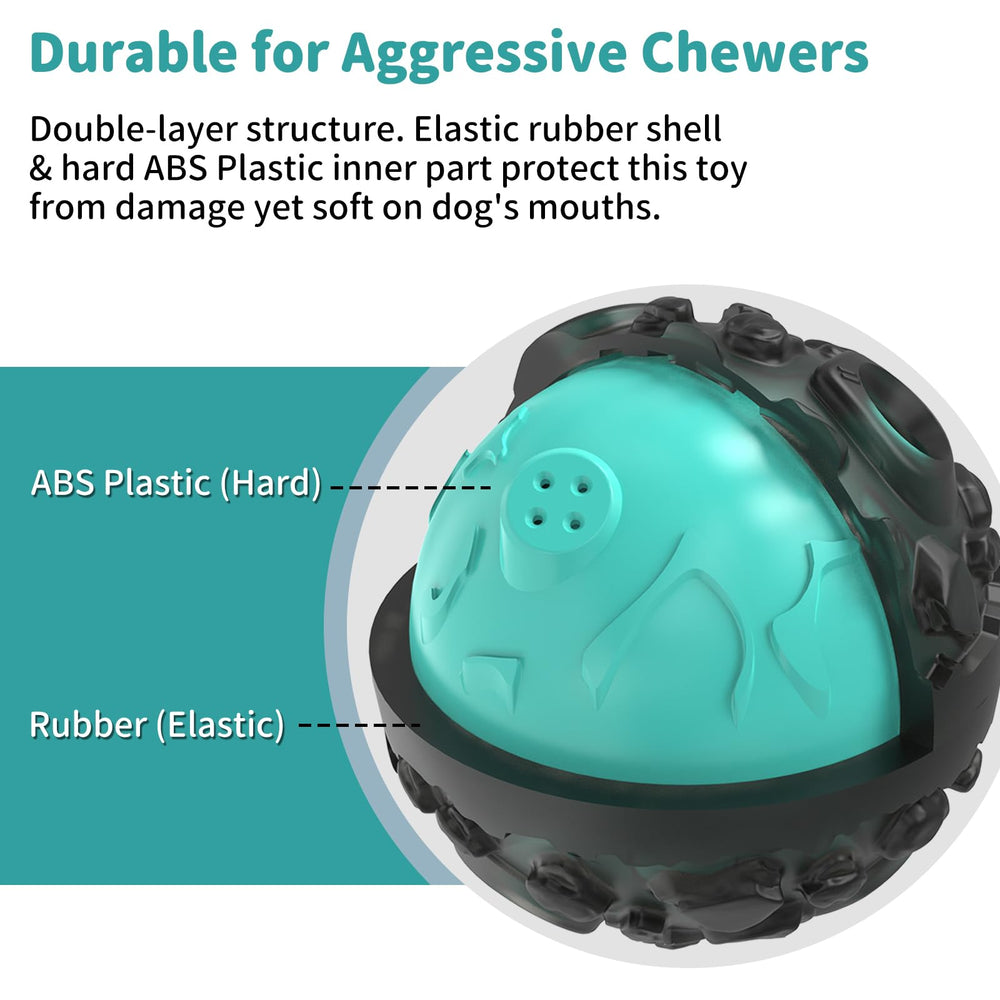 JoyBruko Dog Ball teeth-cleaning-nubs help remove food particles while chewing.