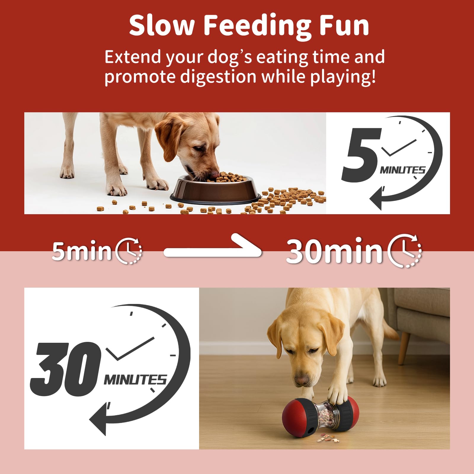 JoyBruko enrichment slow-feeder dog toy red encouraging mindful eating
