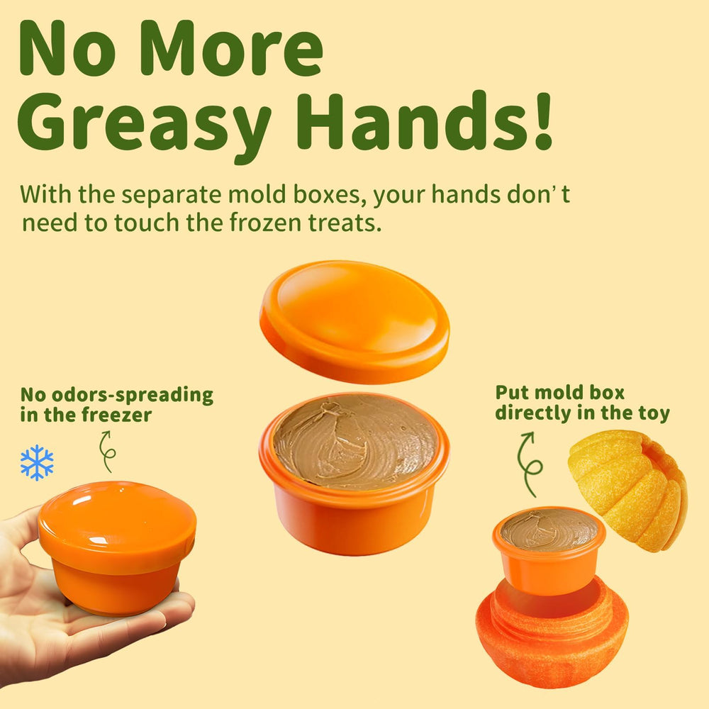 JoyBruko interactive dog toy freezing-treat-mold-box shows easy frozen treats for extended play.