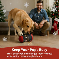 JoyBruko two-ball design dog toy red roll-action to promote curious play