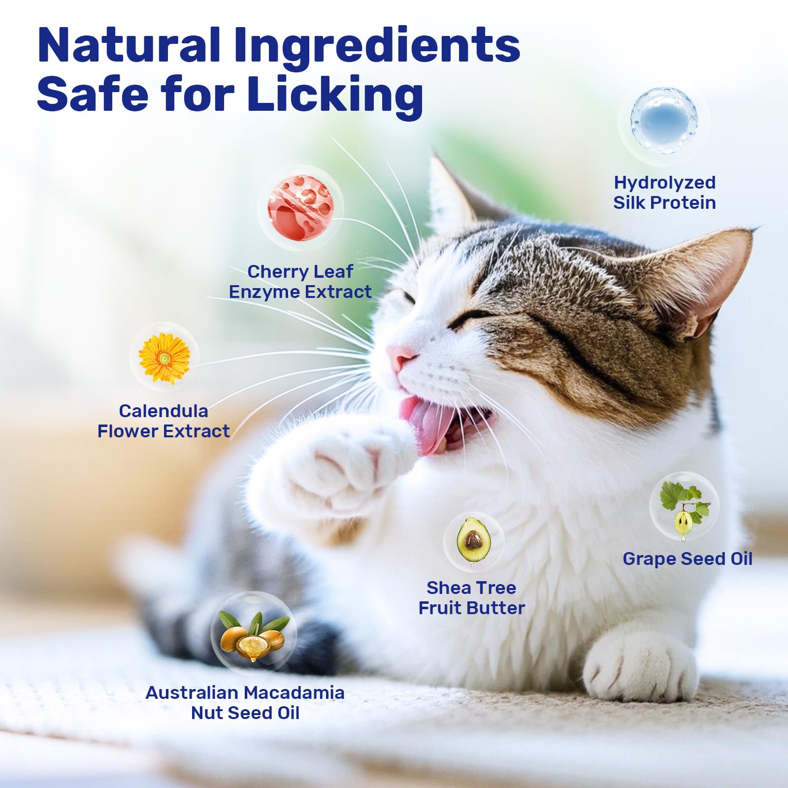 JOYCUDDLE cat coat nourished with silk protein and calendula.