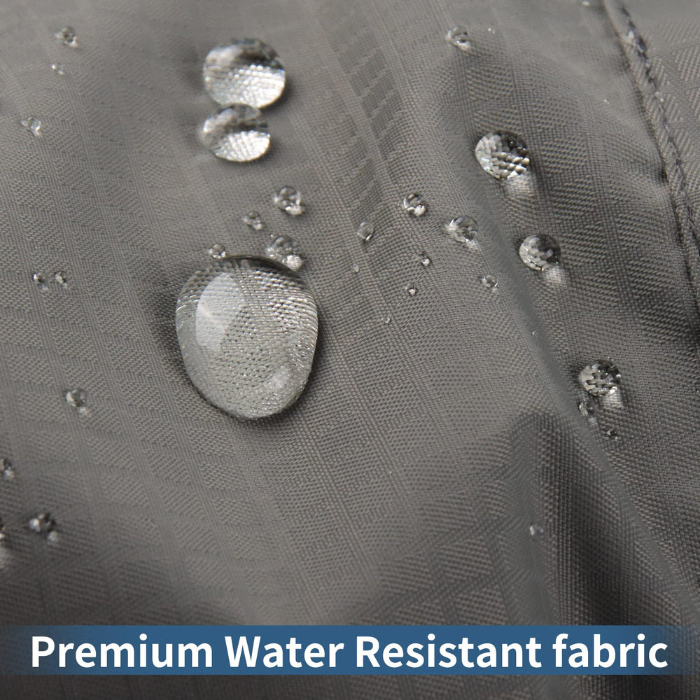 JoyDaog raincoat grey back view shows reflective strap for nighttime visibility