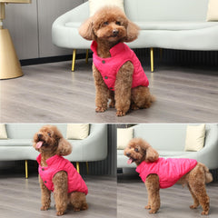JoyDaog pink dog jacket easy-on snaps for quick dressing