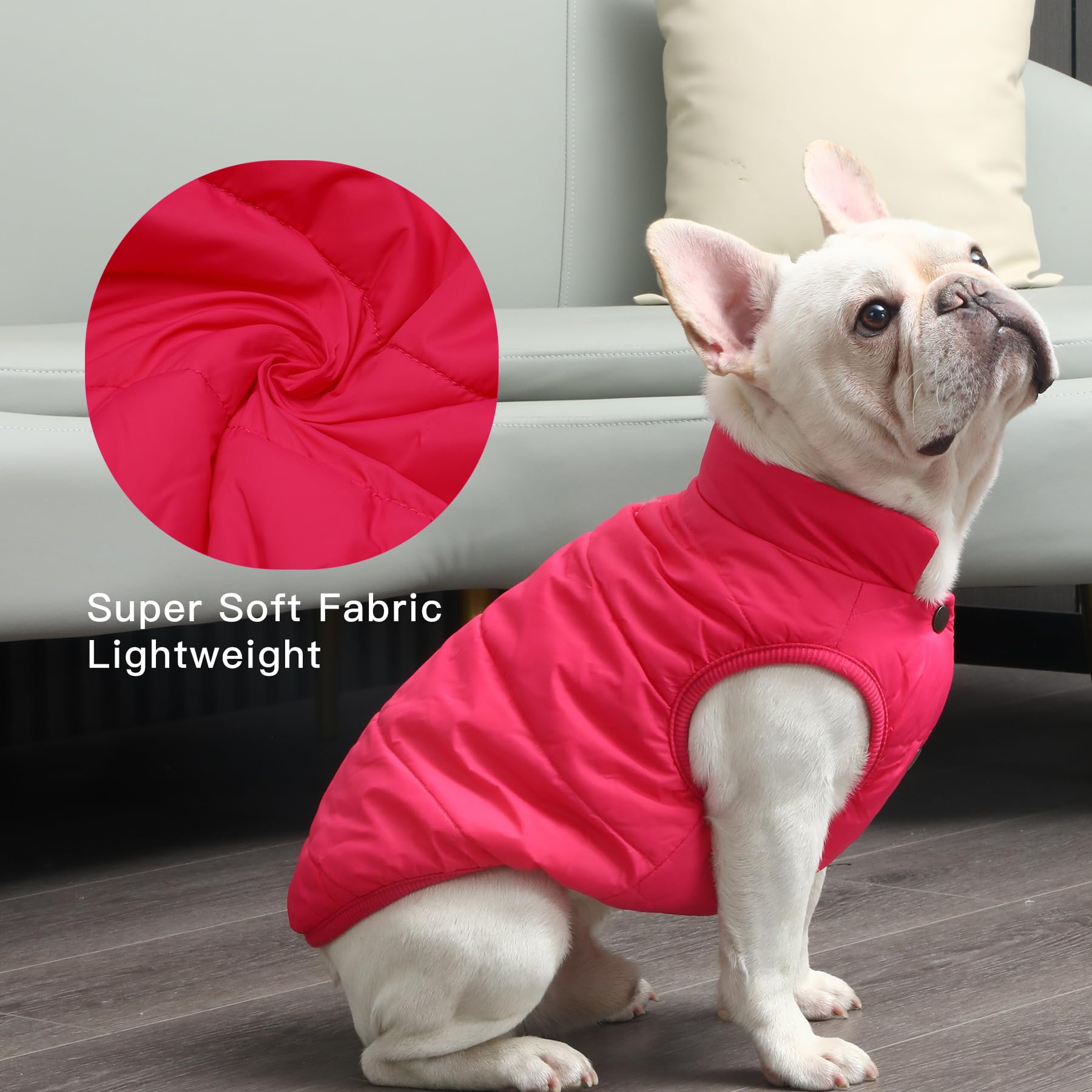 JoyDaog pink dog jacket leash hole keeps harness secure