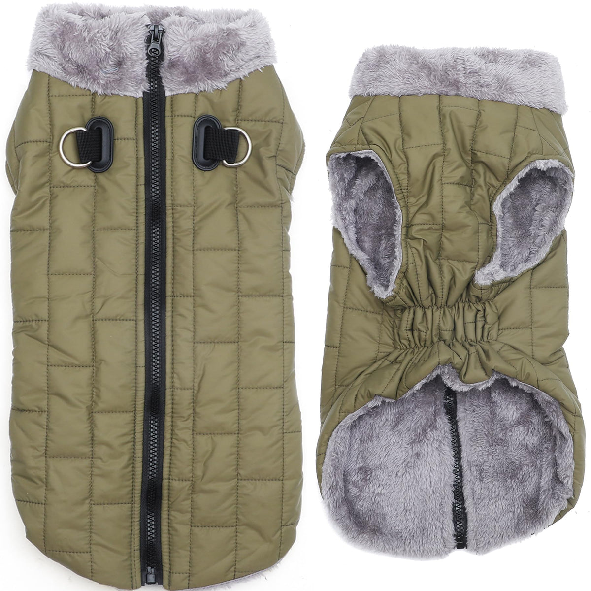 JoyDaog warm fleece dog coat back zipper enables easy on and off for busy owners.