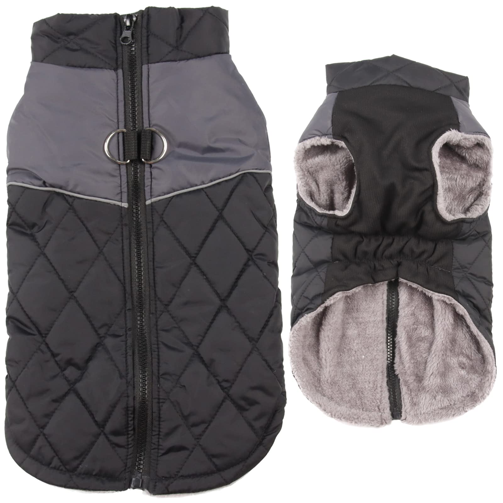 JoyDaog warm fleece dog coat front view keeps dogs cozy outdoors