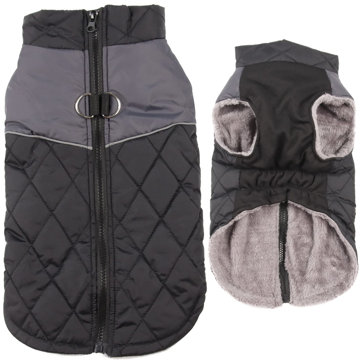 JoyDaog warm fleece dog coat front view keeps dogs cozy outdoors