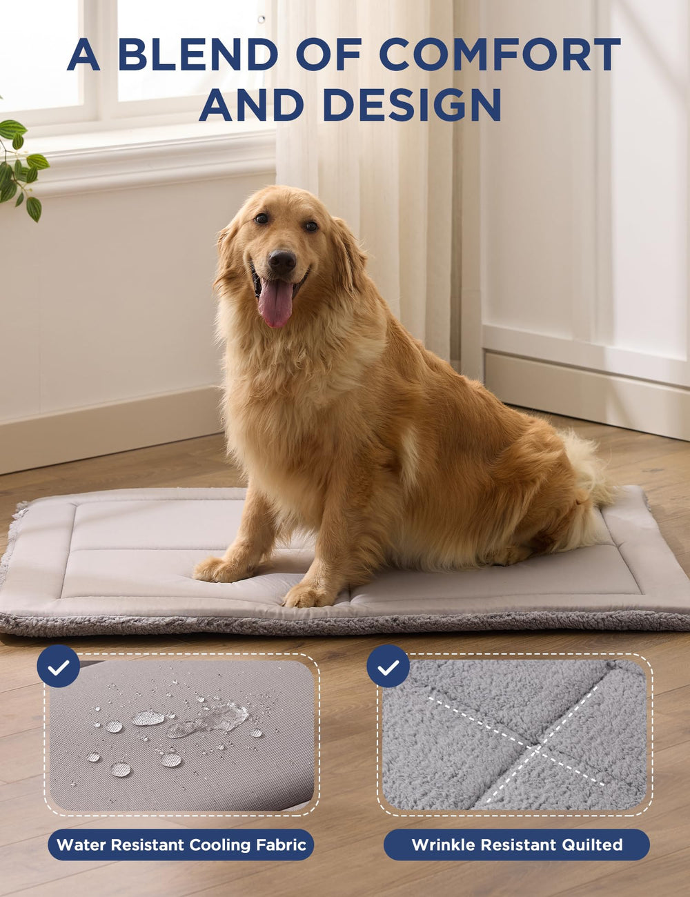 Joydeco 48x30 inch XXL crate mat fits kennels, crates, carriers, and vehicles.