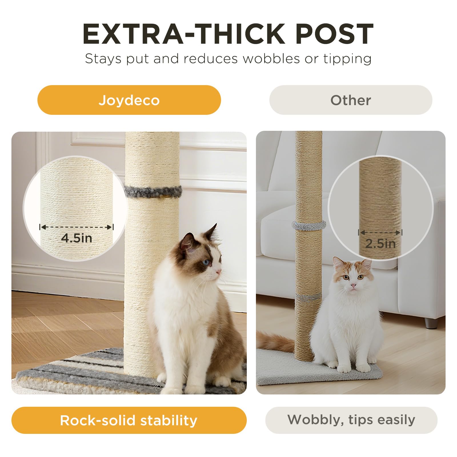 Joydeco cat scratching post hanging ball image encourages interactive play and enrichment.