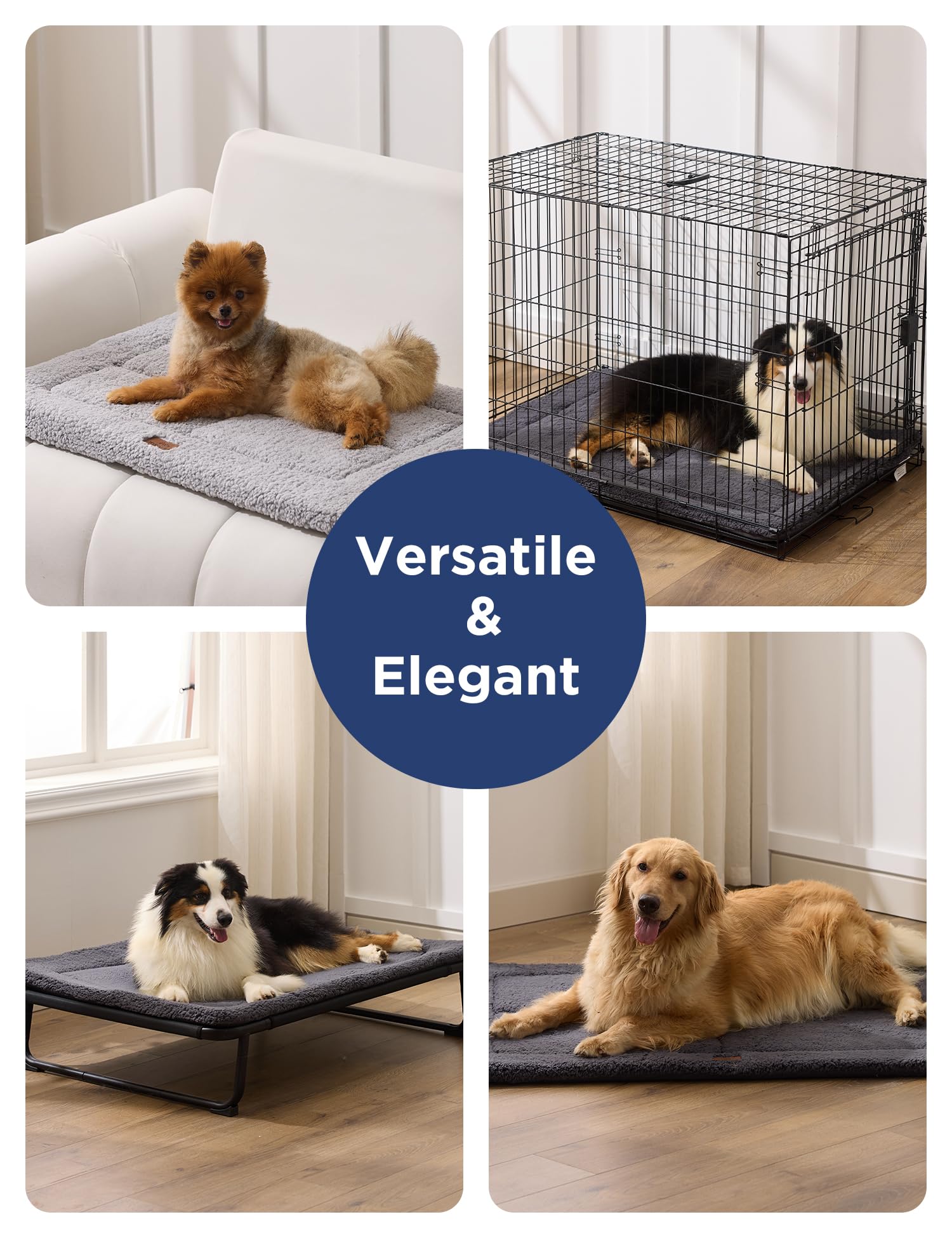 Joydeco low-profile dog crate mat detailed stitching shows durable construction for daily use.