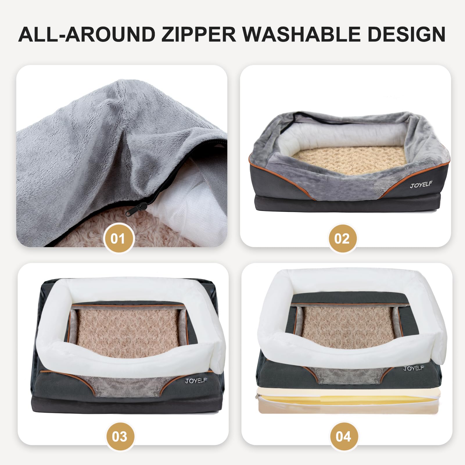 JOYELF dog bed removable cover washable for quick cleanup