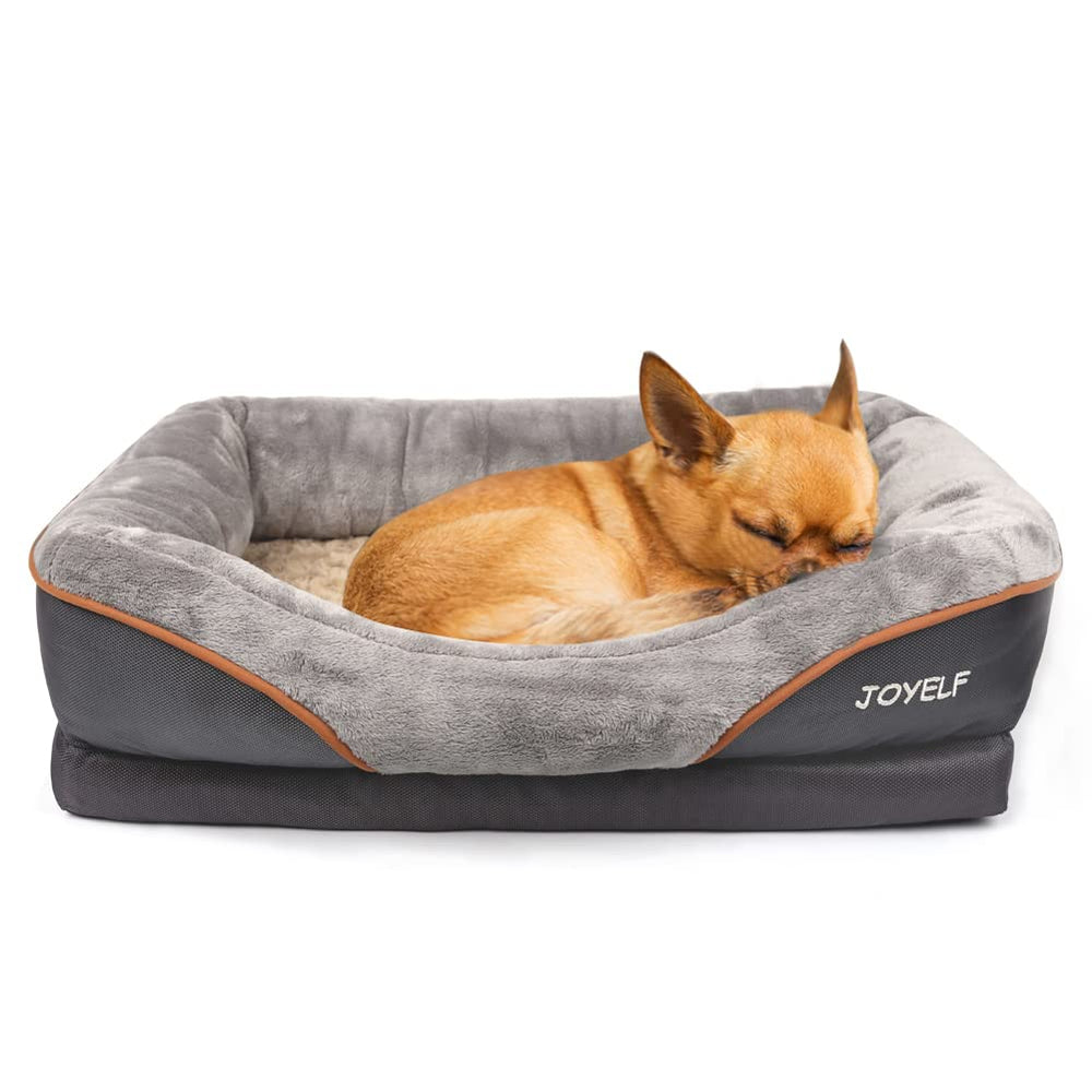 JOYELF memory foam dog bed small base shows contouring comfort for small dogs during naps