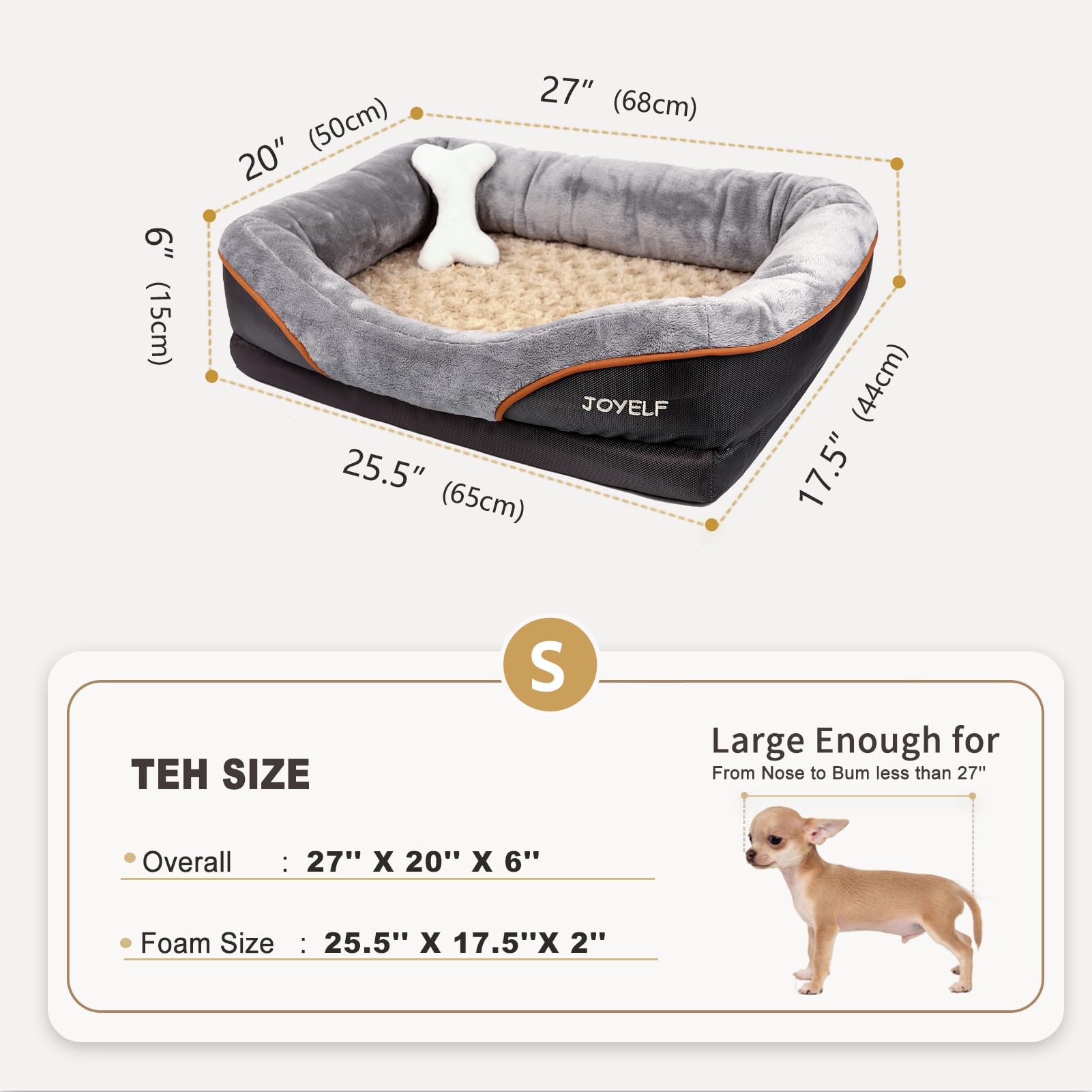 JOYELF memory foam dog bed small bolsters provide neck support with plush cozy feel