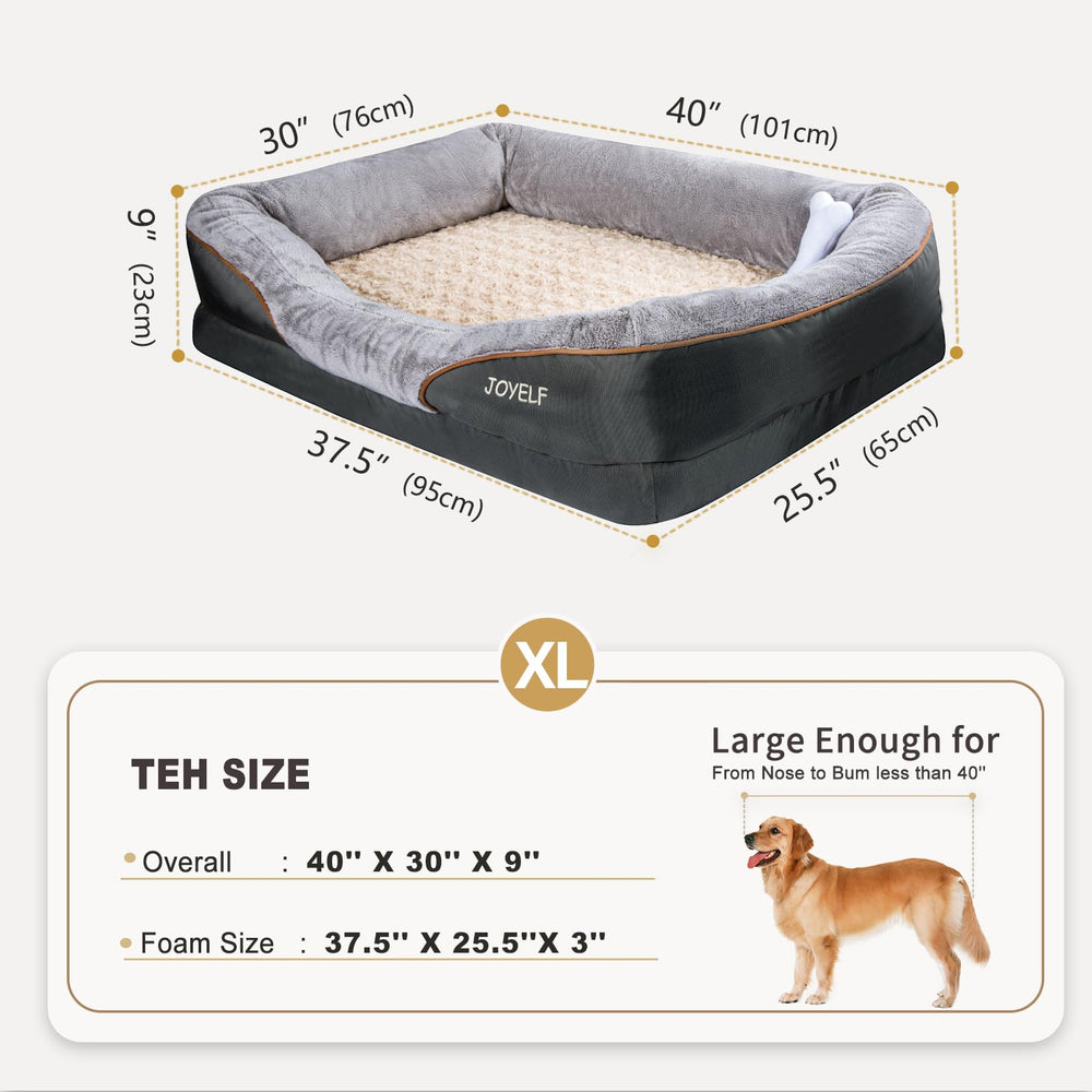 JOYELF XLarge memory foam dog bed with non-slip bottom keeps it in place.