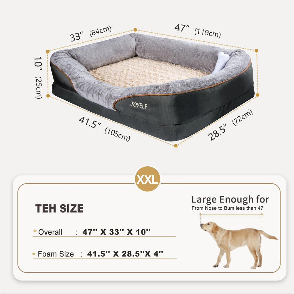JOYELF XXLarge bed side detail showing plush bolster supports neck and shoulders