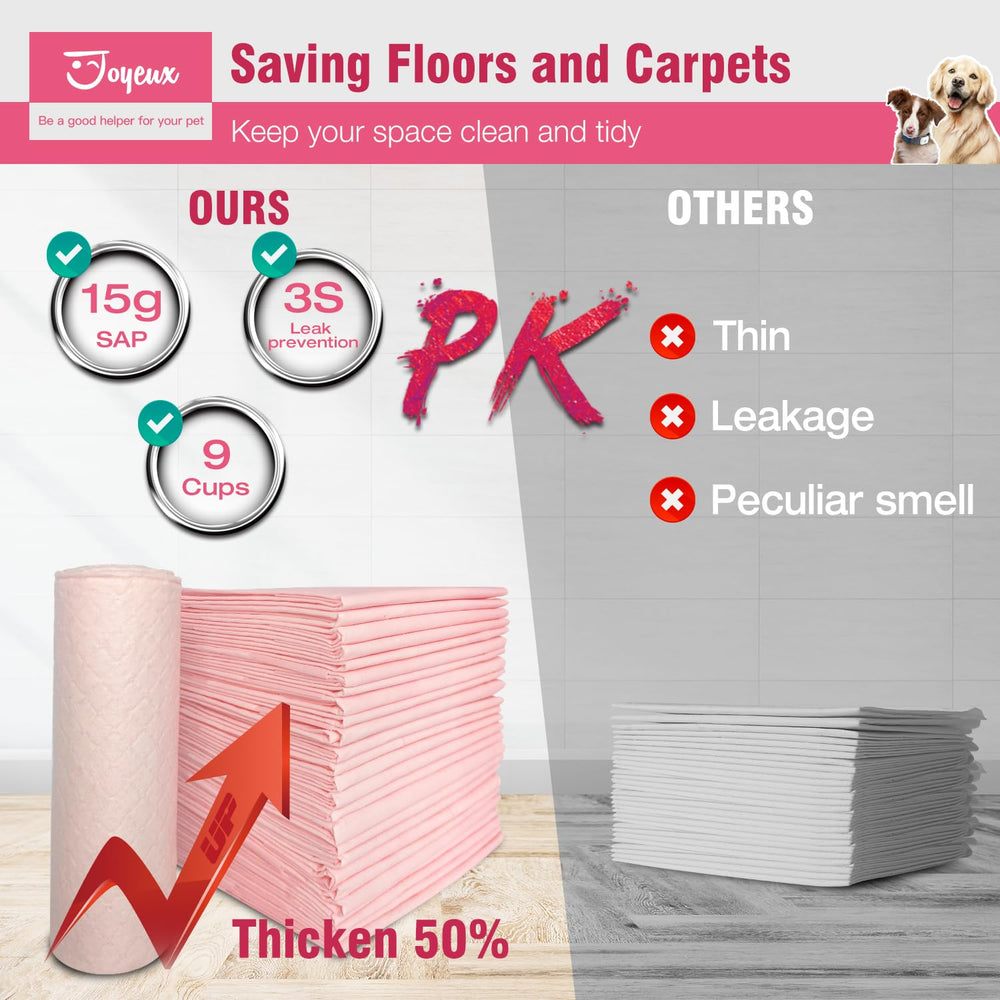 Joyeux extra large puppy pads usage scenarios image shows crate and training use.