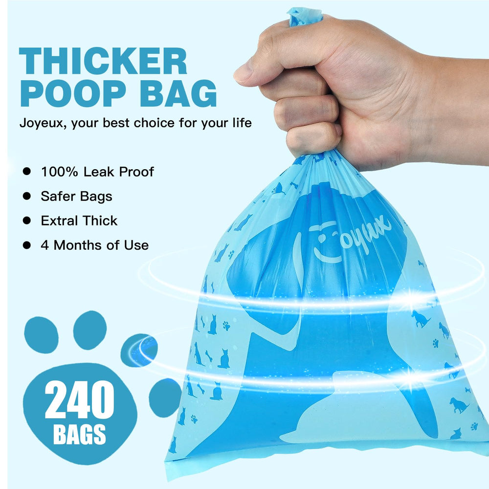 Joyeux leak-proof extra-thick bags prevent messes during pickups.