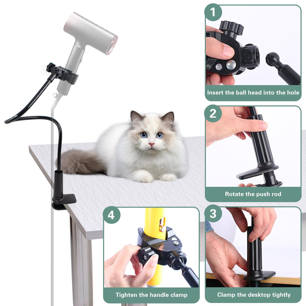 JoyHuaTrade dog hair dryer holder 360 rotating clamp allows precise drying angles