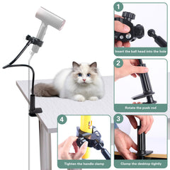 JoyHuaTrade dog hair dryer holder 360 rotating clamp allows precise drying angles
