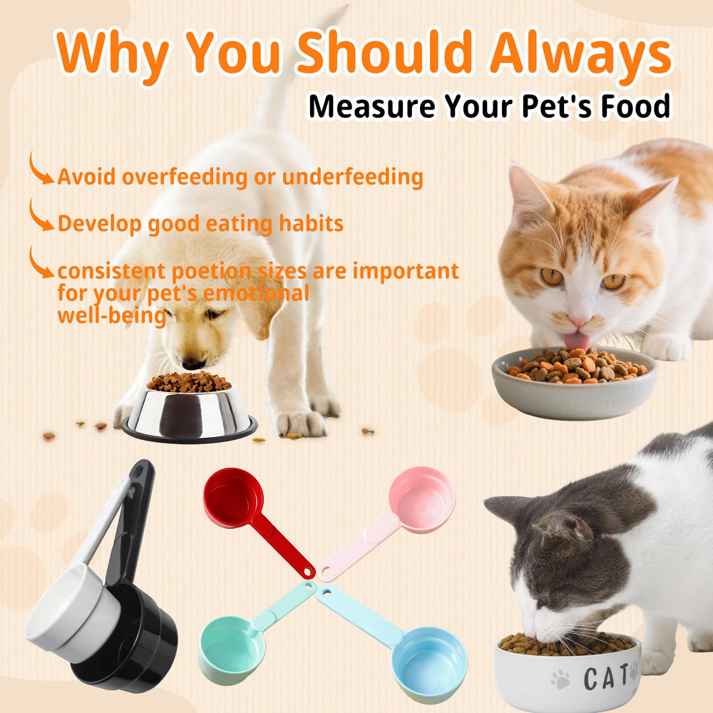 Joyinjojo dog cat food scoop used to scoop from a bag of dog food.