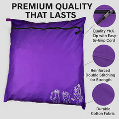 Joymaney Pet Laundry Bag loaded with dog coats and horse rugs.