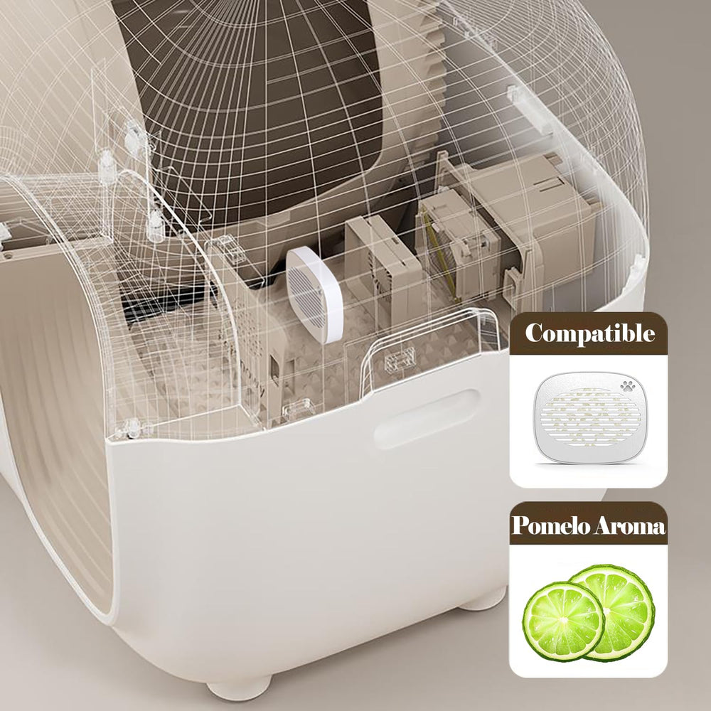 Joymiuz grass pomelo scent cartridge enhances odor removal in the PetSnowy Snow+ system.