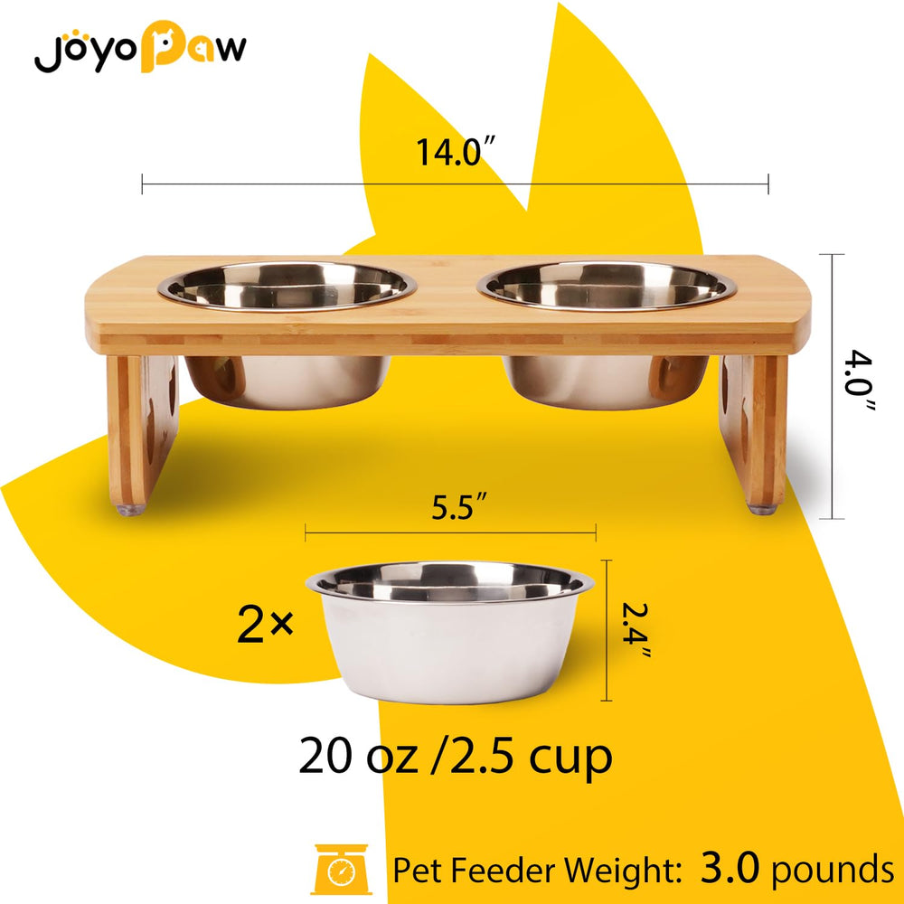 JOYOPAW bamboo dog feeder closeup highlights durable material