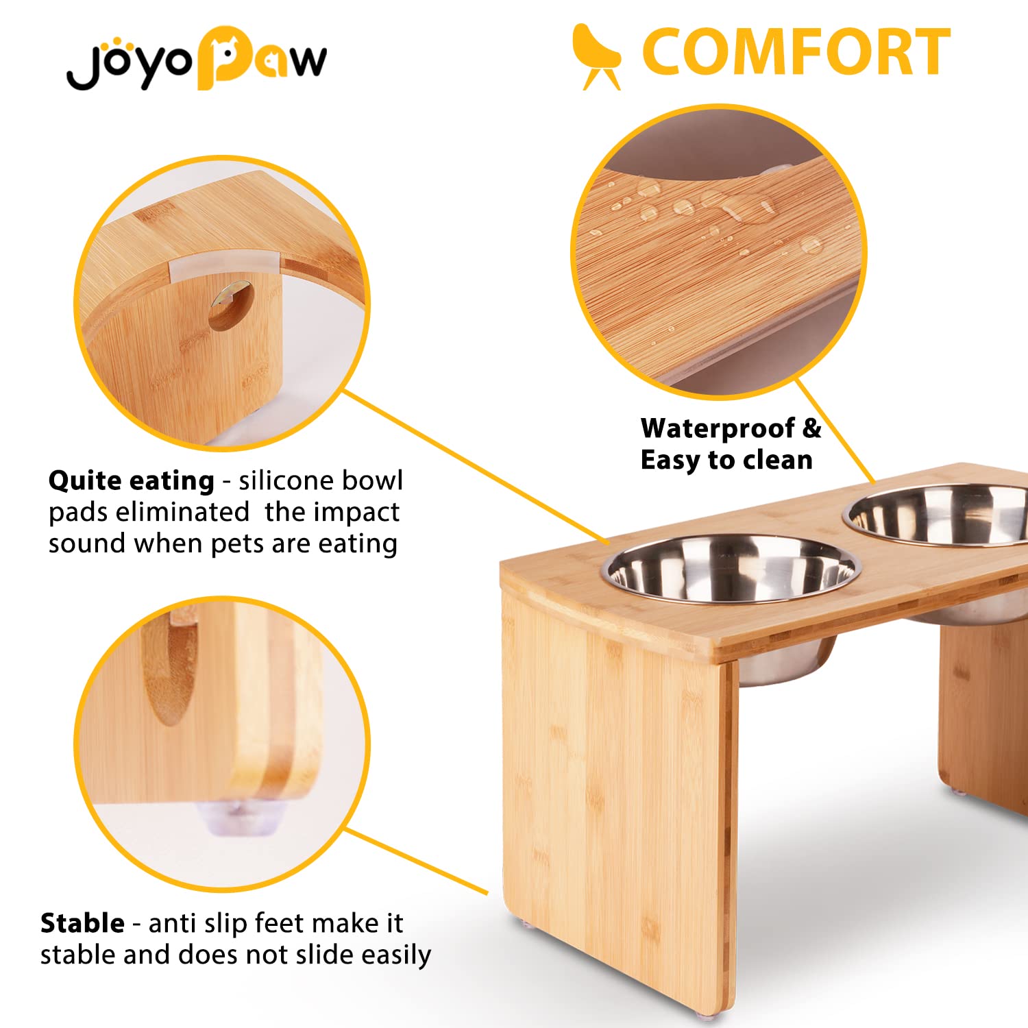JOYOPAW durable-bamboo-stand-06 emphasizes strong, long-lasting construction.