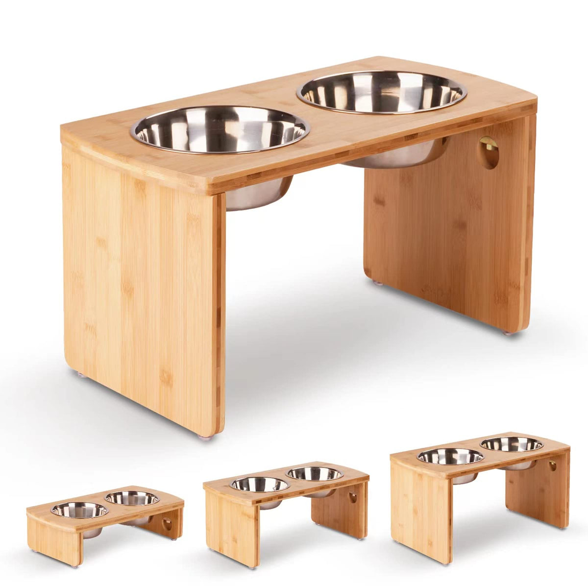 JOYOPAW elevated-dog-bowl-stand-natural reduces mess during meals for large dogs.
