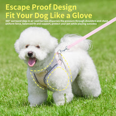 JOYPAWS Tiny Dog Harness Pearl Pink XXXS step-in design makes quick on-and-off easier.