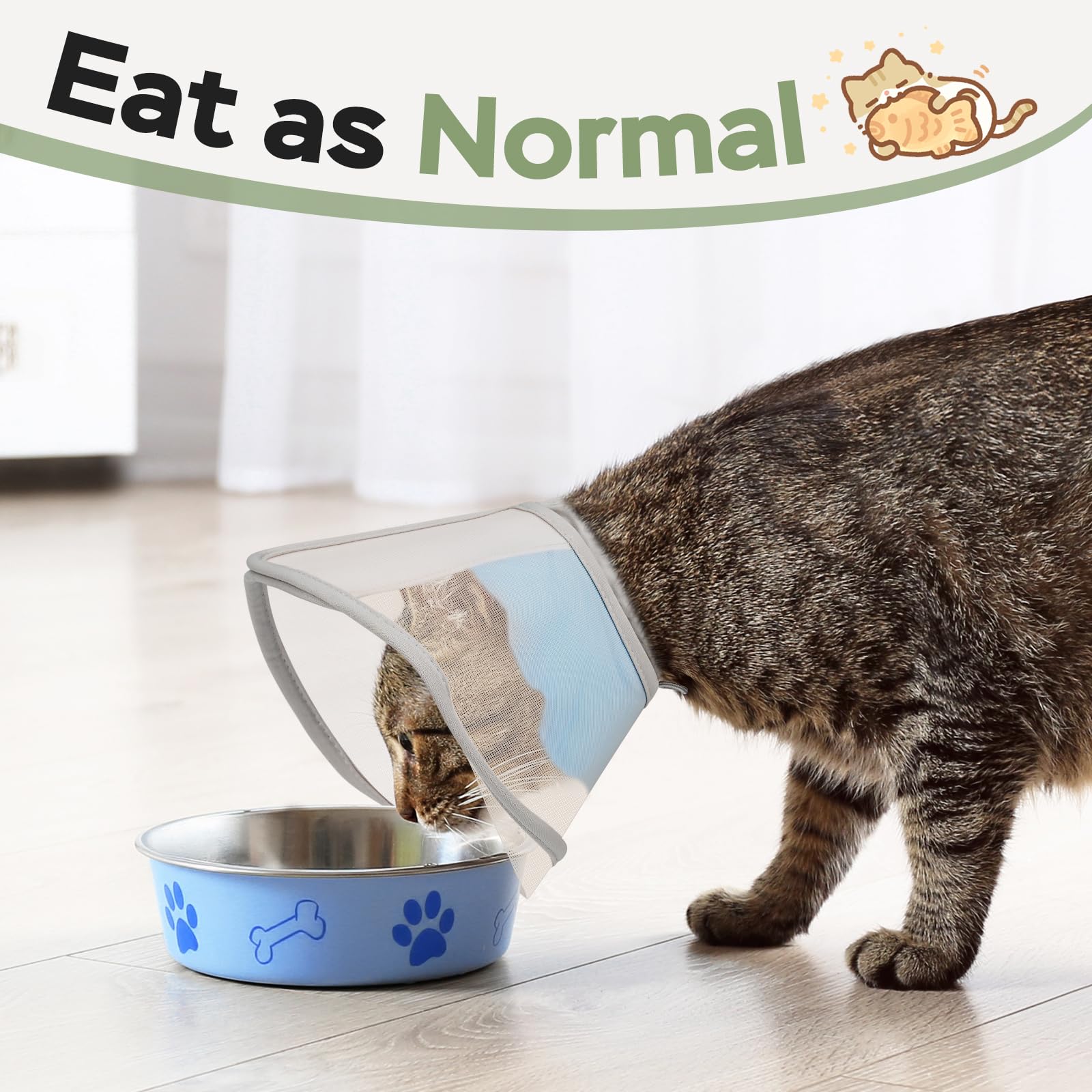 Joypig Cat Cone Soft soft-padding inside keeps your cat comfortable while wearing