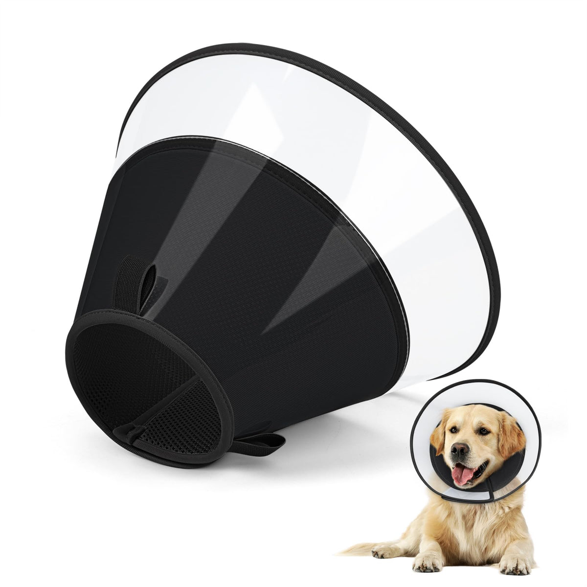 Joypig dog cone collar soft liner closeup showing gentle wound protection and comfort.