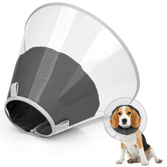 Joypig dog cone jet black outer view shows extended protection during recovery