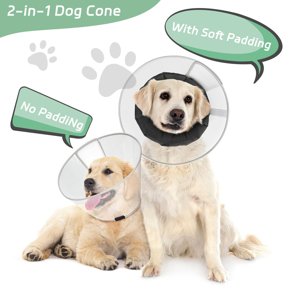 Joypig dog cone jet black padded edge reduces irritation during wear