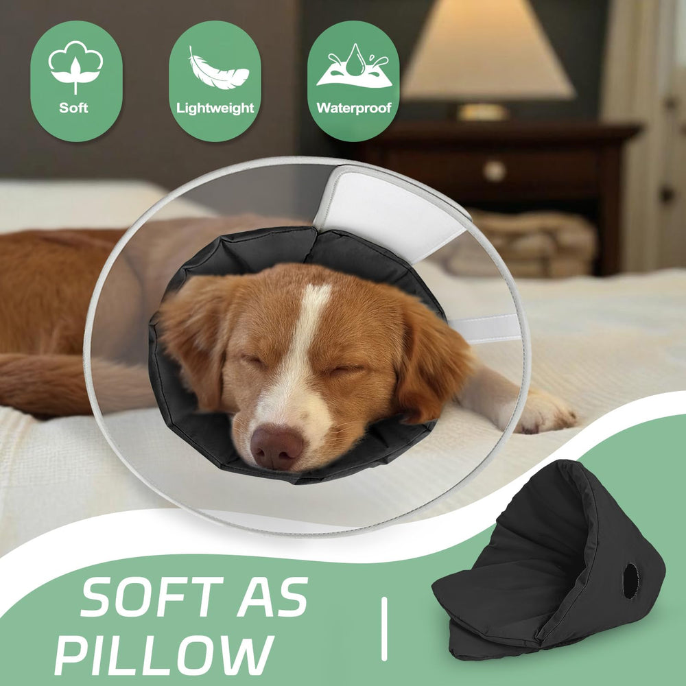 Joypig dog cone jet black soft pad within view highlights comfort option