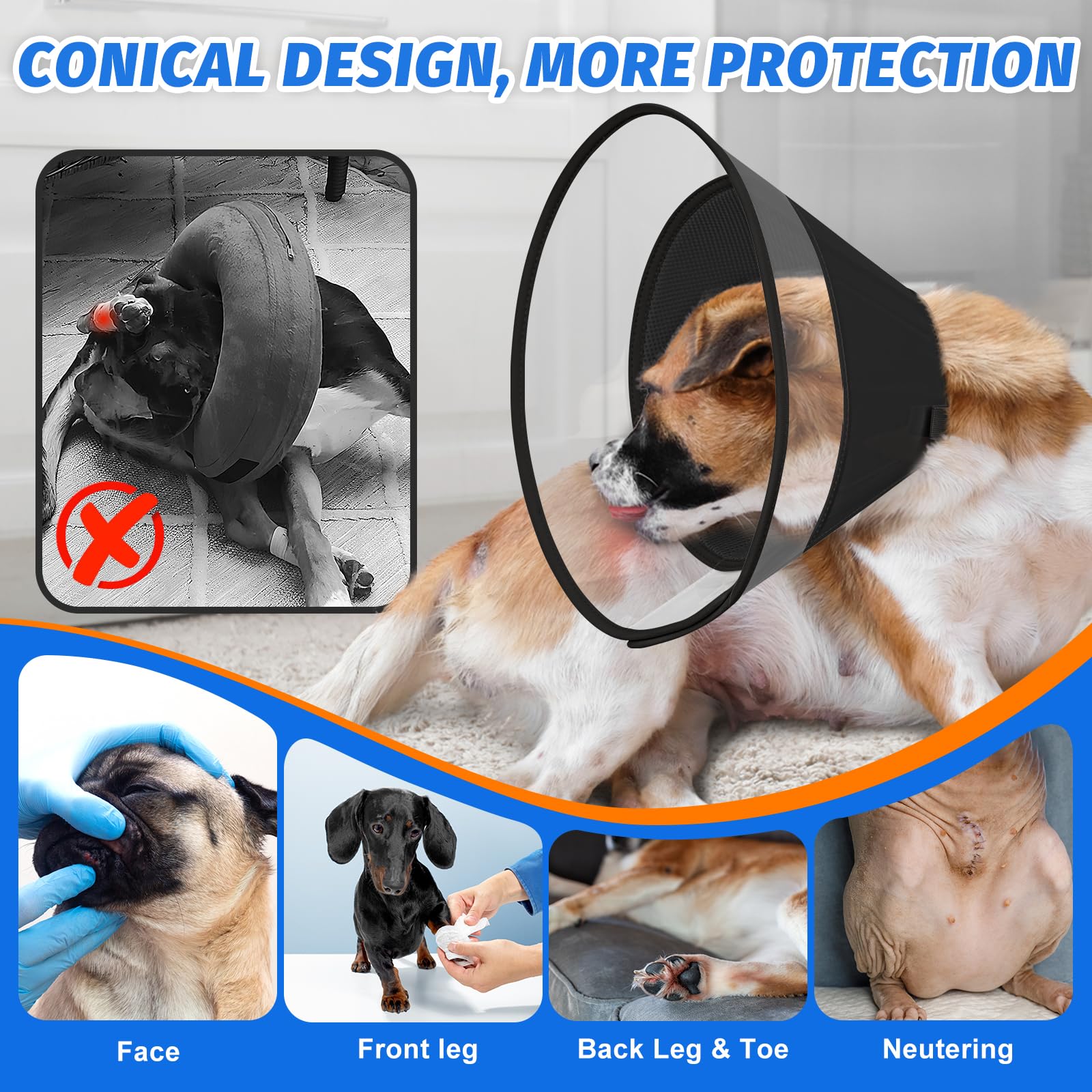 Joypig Elizabeth recovery cone after surgery provides post-op protection and easy care.