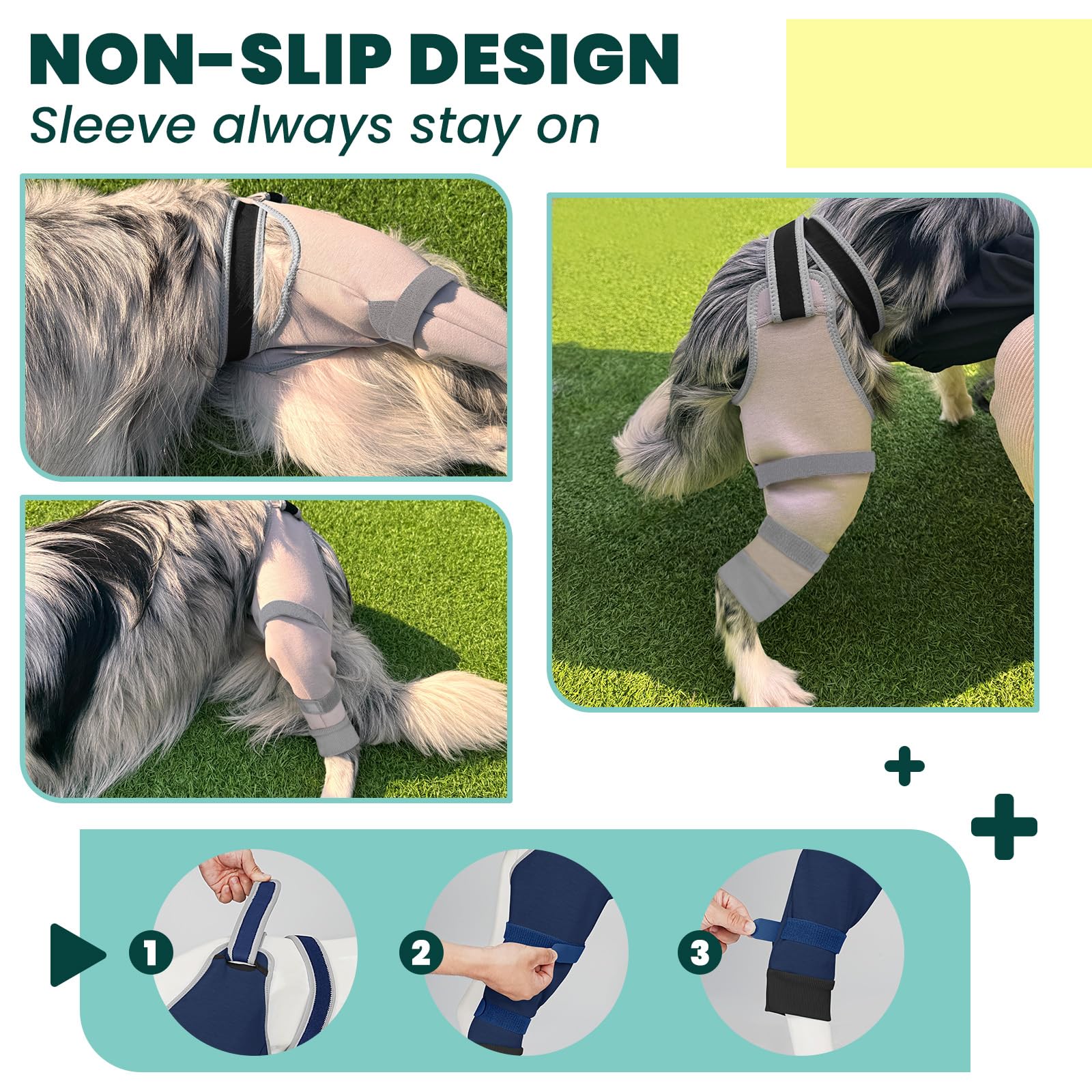 Joypig Sleeve quick-wear guide image shows easy, stress-free application.