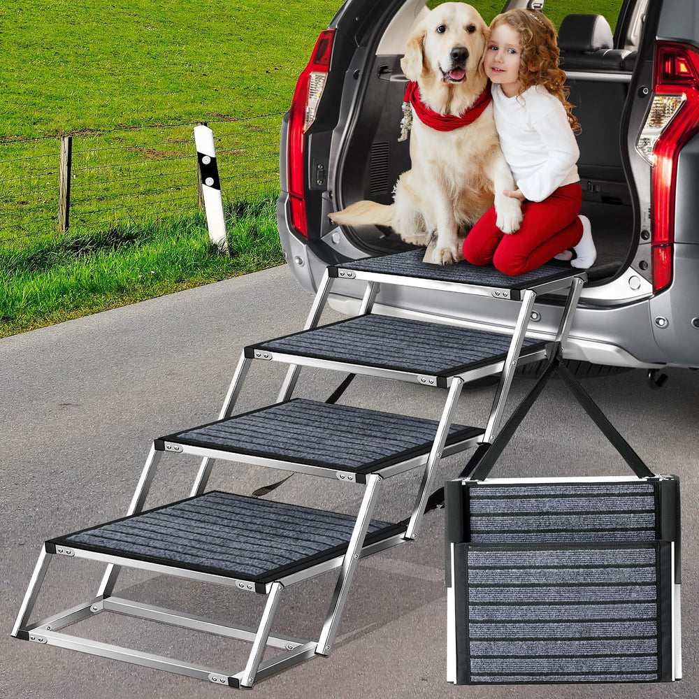 Joyrally 200-lb-capacity dog steps stay sturdy during outdoor trips.
