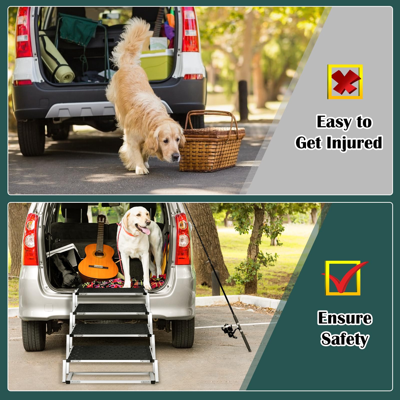 Joyrally dog ramp supports up to two hundred lbs.