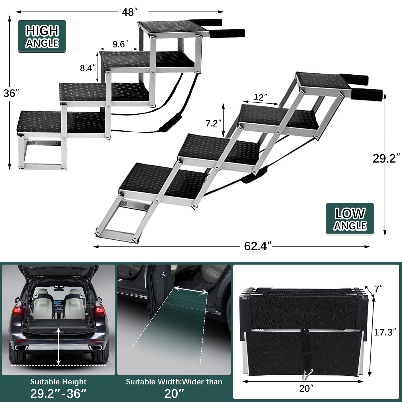 Joyrally aluminum lightweight dog ramp reduces load for travel.