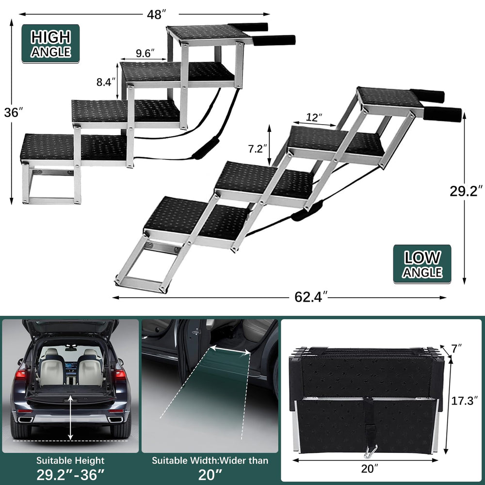 Joyrally aluminum lightweight dog ramp reduces load for travel.