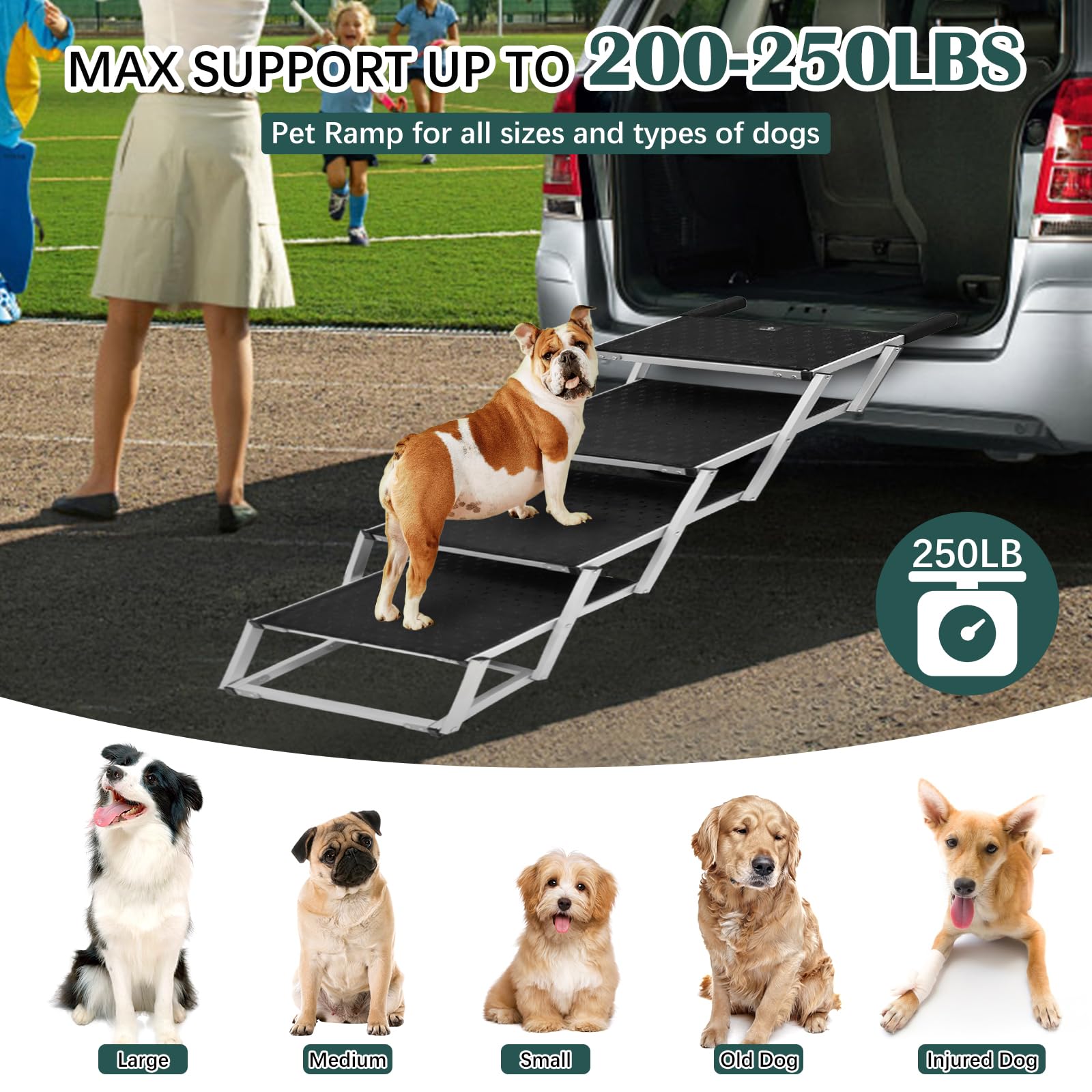 Joyrally ramp with anti-slip Oxford coating for secure footing.