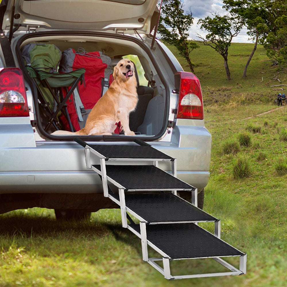 Joyrally dog ramp folding mechanism enables quick setup.