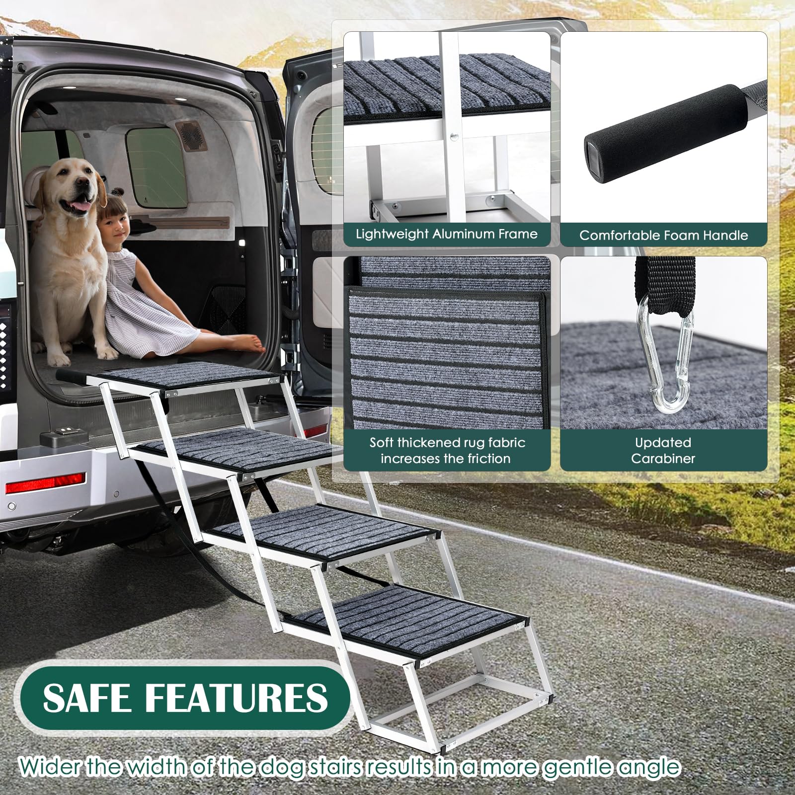 Joyrally foldable dog ladder compact storage fits trunks or cabinets.
