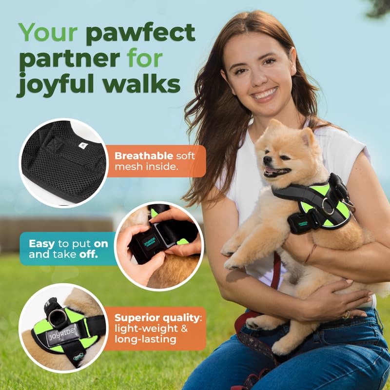 Joyride Harness 2.0 pressure-release-technology distributes pressure for comfortable walks.