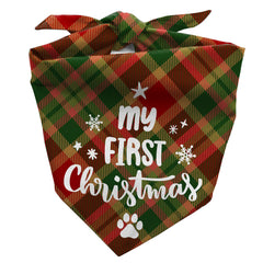Joyriza My First Christmas bandana on a puppy for festive photo shoots