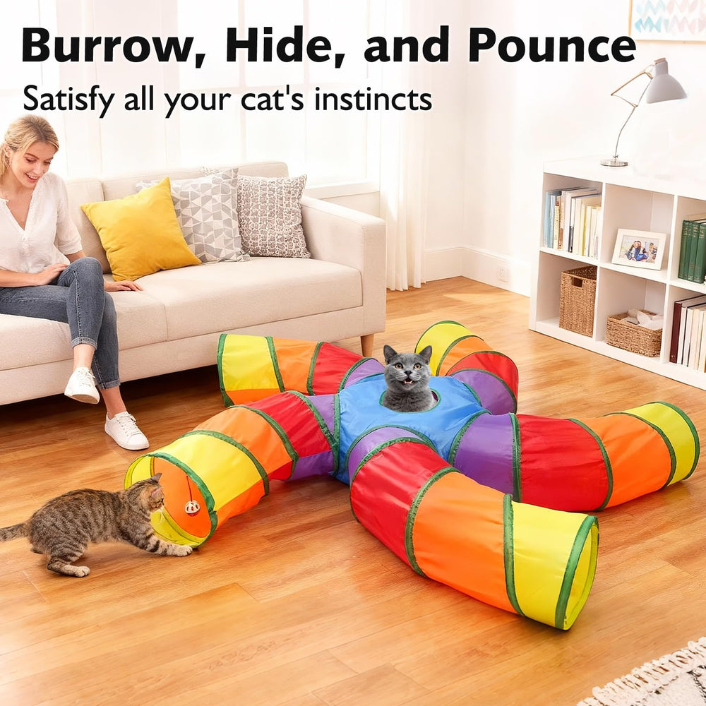 Joytale 5-Way Cat Tunnel suitable for multiple small pets in shared homes.