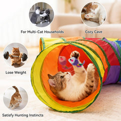 Joytale 5-Way Cat Tunnel play ball pendant stimulates curiosity with rattling sounds.