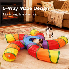 Joytale 5-Way Cat Tunnel top sunroof interactive hole invites stalking and ambush play.